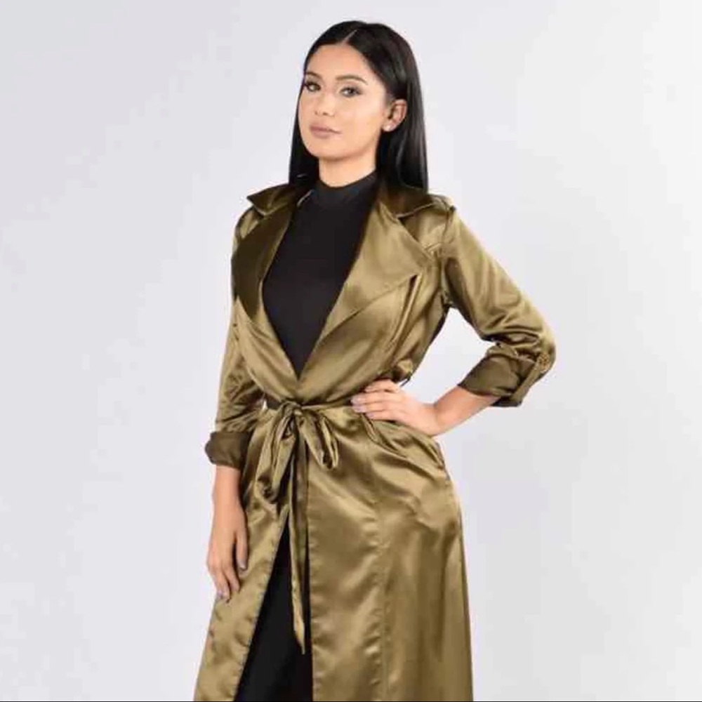 Long satin trench jacket